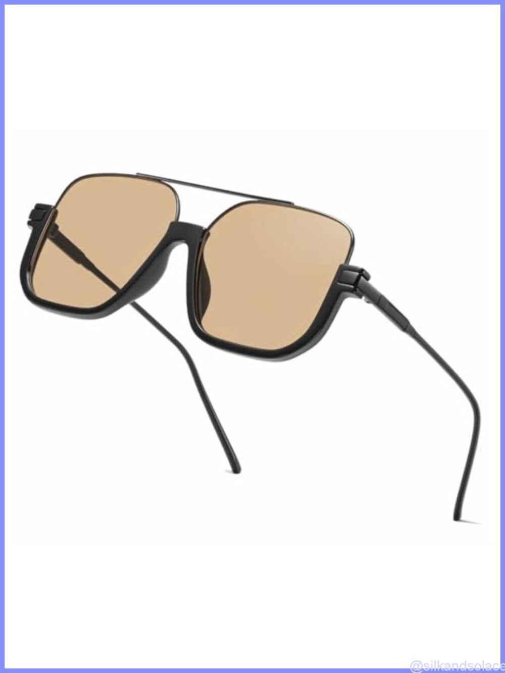 Oversized Aviator Sunglasses Square Double Bridge UV400 Pilot Shades